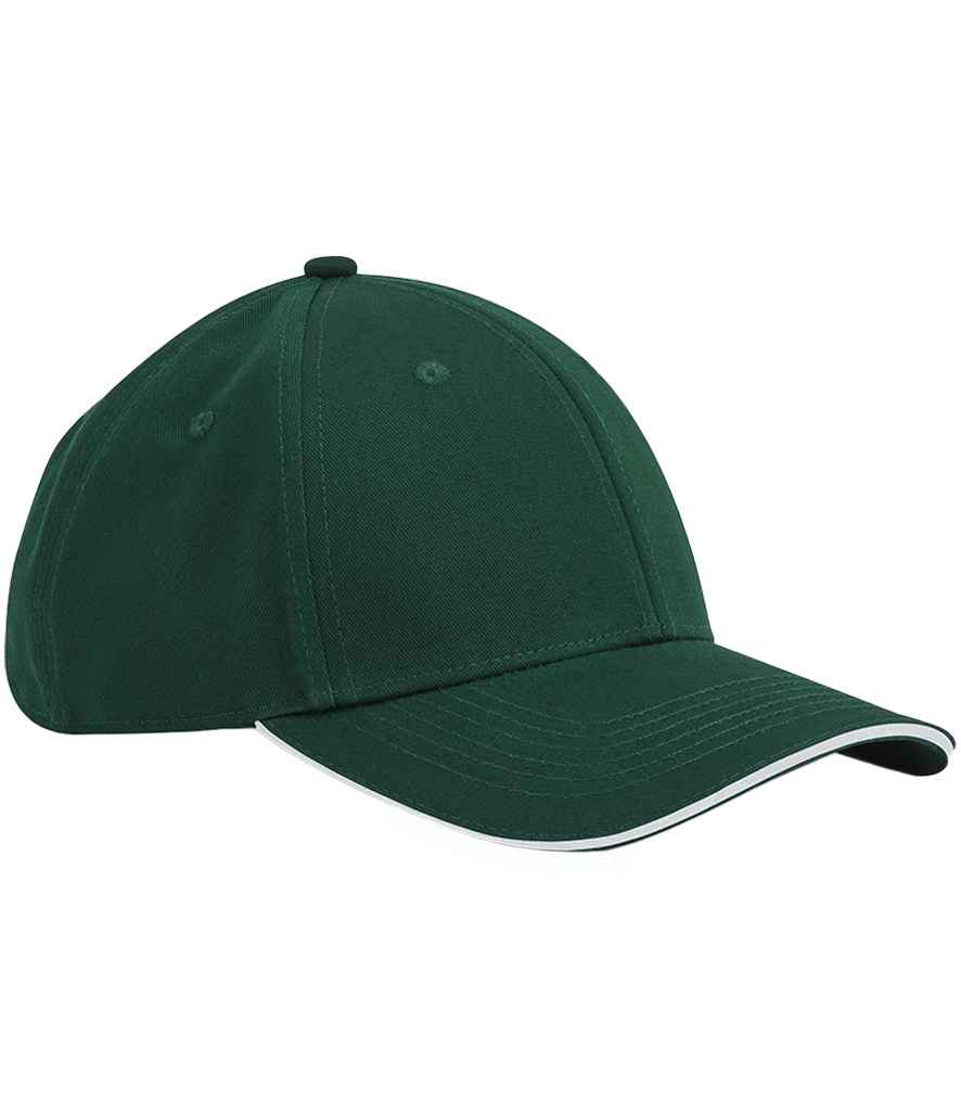 Beechfield EarthAware® Classic Organic Cotton 6 Panel Sandwich Peak Cap - Bottle Green/White