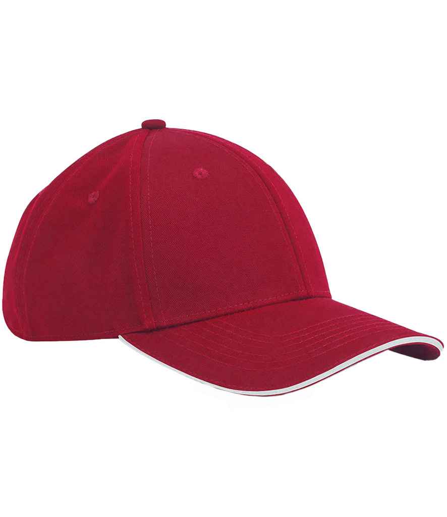 Beechfield EarthAware® Classic Organic Cotton 6 Panel Sandwich Peak Cap - Classic Red/White