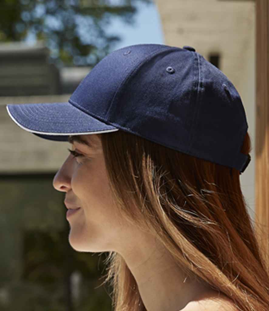 Beechfield EarthAware® Classic Organic Cotton 6 Panel Sandwich Peak Cap - French Navy/White