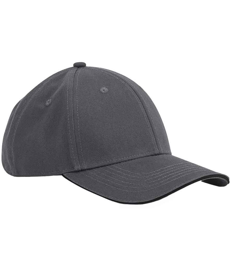 Beechfield EarthAware® Classic Organic Cotton 6 Panel Sandwich Peak Cap - Graphite Grey/Black