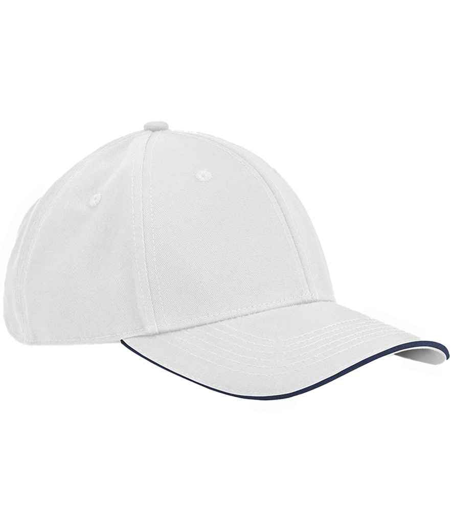 Beechfield EarthAware® Classic Organic Cotton 6 Panel Sandwich Peak Cap - White/French Navy