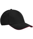 Beechfield EarthAware® Classic Organic Cotton 5 Panel Sandwich Peak Cap - Black/Classic Red