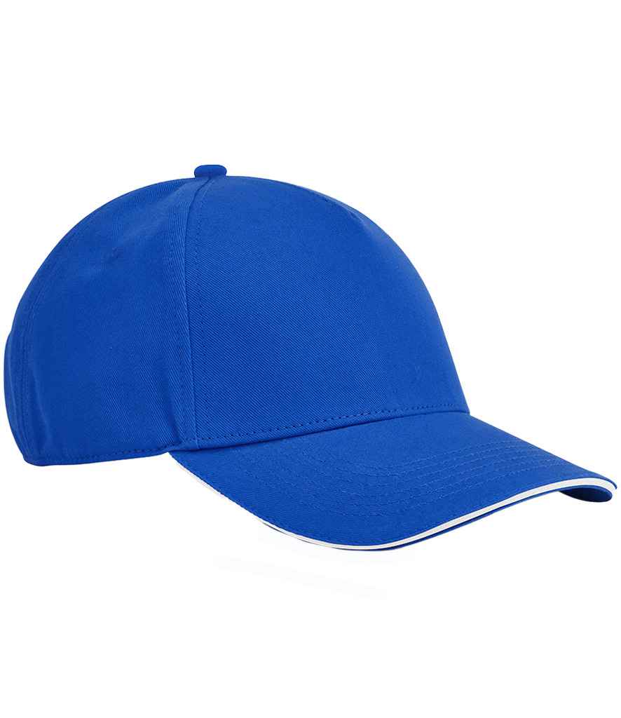 Beechfield EarthAware® Classic Organic Cotton 5 Panel Sandwich Peak Cap - Bright Royal/White