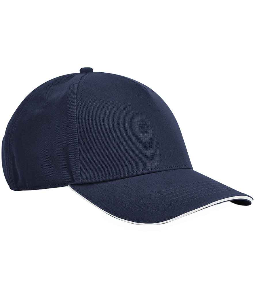 Beechfield EarthAware® Classic Organic Cotton 5 Panel Sandwich Peak Cap - French Navy/White