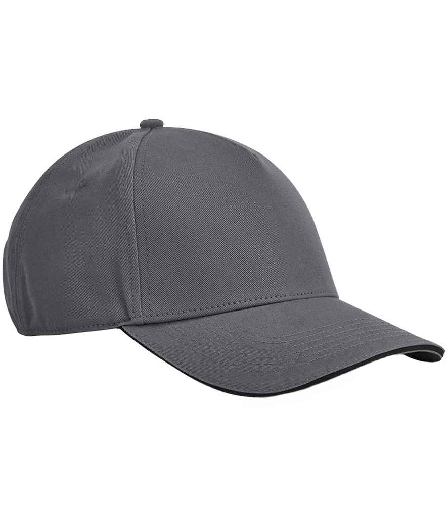 Beechfield EarthAware® Classic Organic Cotton 5 Panel Sandwich Peak Cap - Graphite Grey/Black