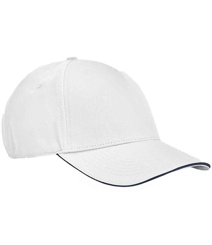 Beechfield EarthAware® Classic Organic Cotton 5 Panel Sandwich Peak Cap - White/French Navy
