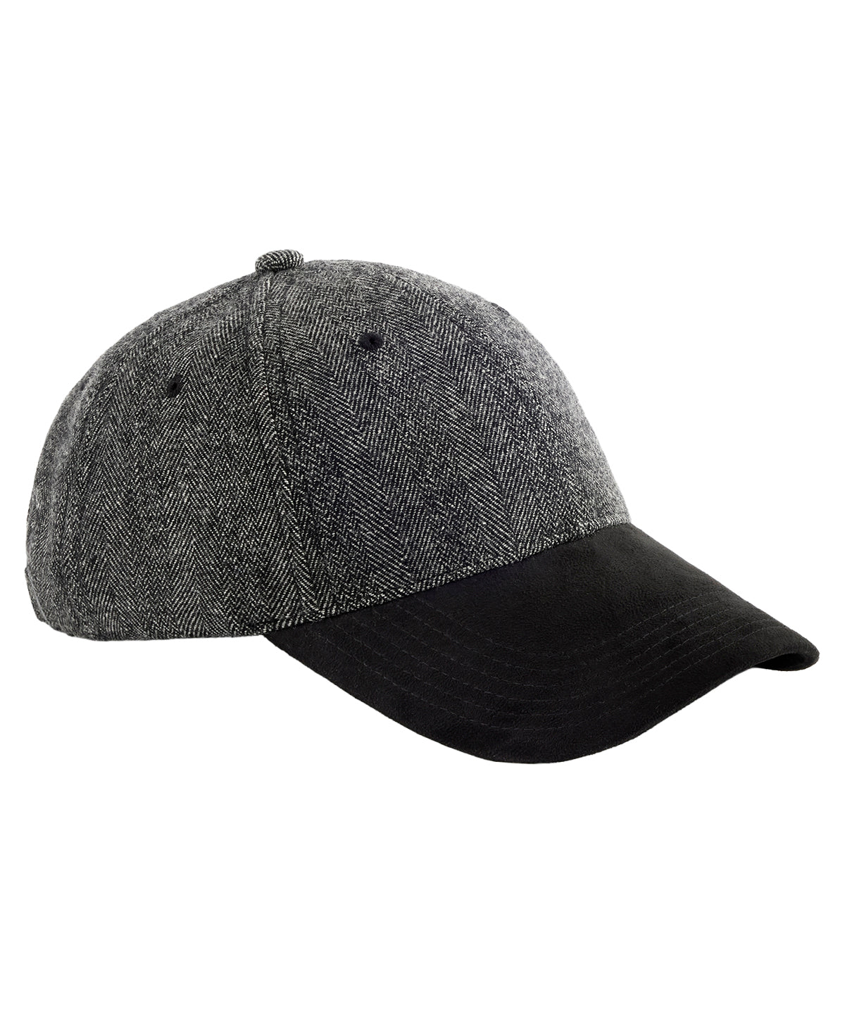 Suede peak herringbone cap