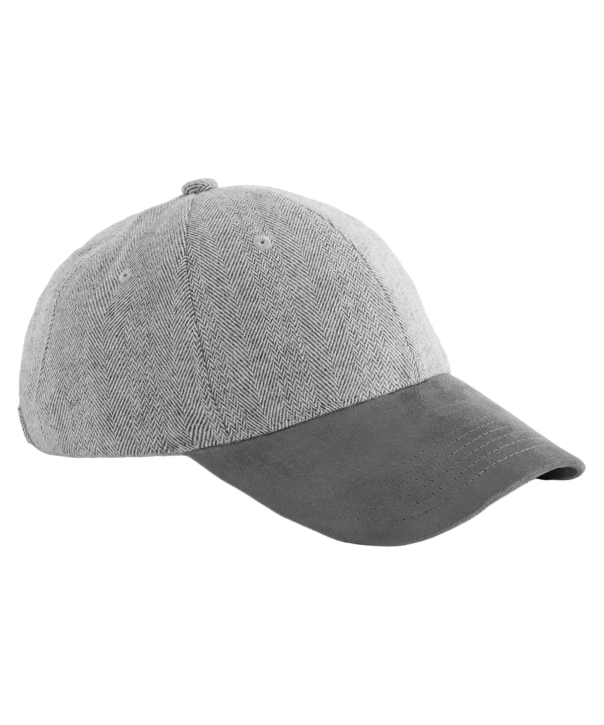 Suede peak herringbone cap