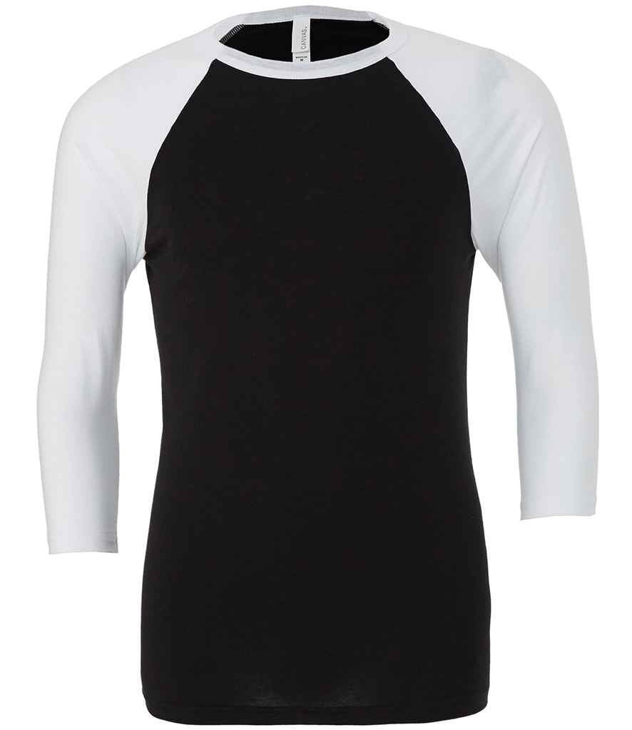 Canvas Unisex 3/4 Sleeve Baseball T-Shirt - Black/White