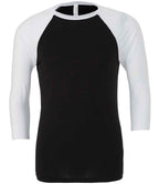 Canvas Unisex 3/4 Sleeve Baseball T-Shirt - Black/White