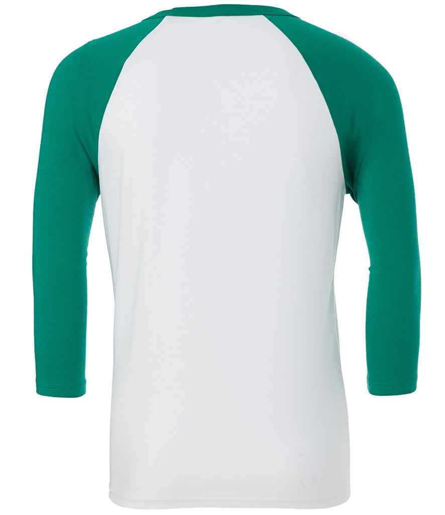 Canvas Unisex 3/4 Sleeve Baseball T-Shirt - White/Kelly Green