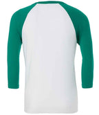 Canvas Unisex 3/4 Sleeve Baseball T-Shirt - White/Kelly Green