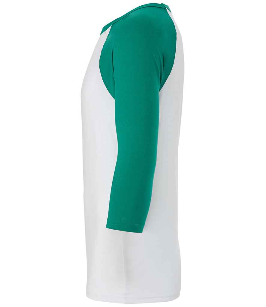 Canvas Unisex 3/4 Sleeve Baseball T-Shirt - White/Kelly Green