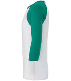 Canvas Unisex 3/4 Sleeve Baseball T-Shirt - White/Kelly Green