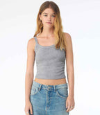 Bella Ladies Micro Rib Spaghetti Strap Tank Top - Athletic Heather
