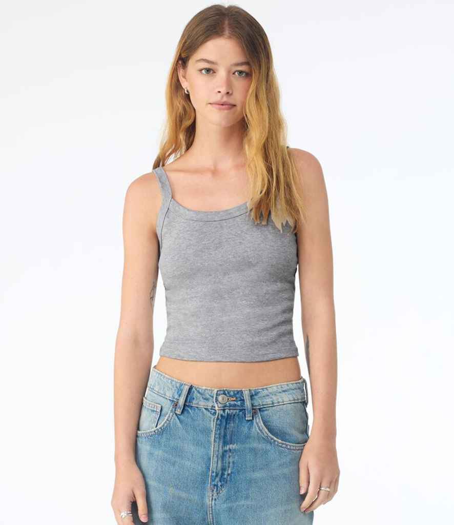 Bella Ladies Micro Rib Spaghetti Strap Tank Top - Athletic Heather