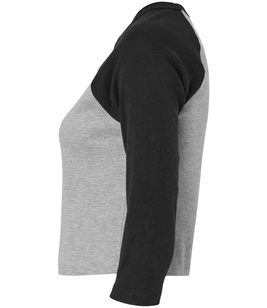 Bella Ladies Micro Rib 3/4 Raglan Baby T-Shirt - Athletic Heather/Black