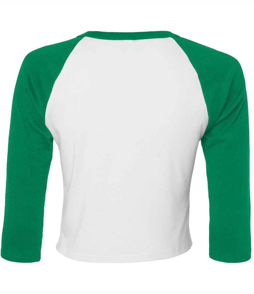 Bella Ladies Micro Rib 3/4 Raglan Baby T-Shirt - White/Kelly Green