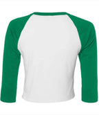Bella Ladies Micro Rib 3/4 Raglan Baby T-Shirt - White/Kelly Green