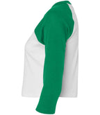Bella Ladies Micro Rib 3/4 Raglan Baby T-Shirt - White/Kelly Green