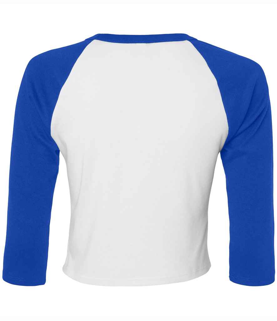 Bella Ladies Micro Rib 3/4 Raglan Baby T-Shirt - White/Royal Blue