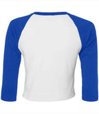 Bella Ladies Micro Rib 3/4 Raglan Baby T-Shirt - White/Royal Blue