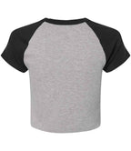 Bella Ladies Micro Rib Raglan Baby T-Shirt - Athletic Heather/Black