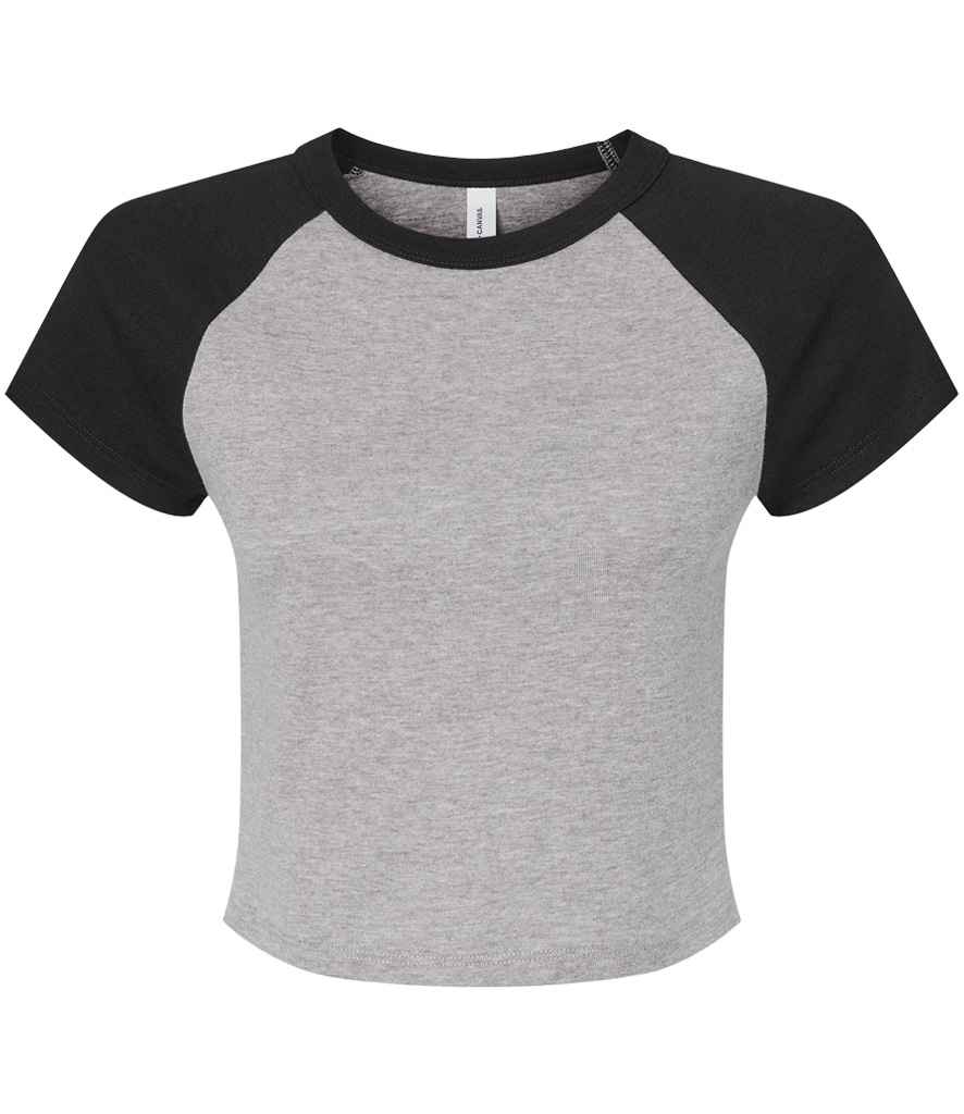 Bella Ladies Micro Rib Raglan Baby T-Shirt - Athletic Heather/Black