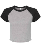 Bella Ladies Micro Rib Raglan Baby T-Shirt - Athletic Heather/Black