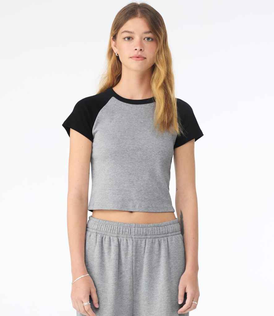 Bella Ladies Micro Rib Raglan Baby T-Shirt - Athletic Heather/Black
