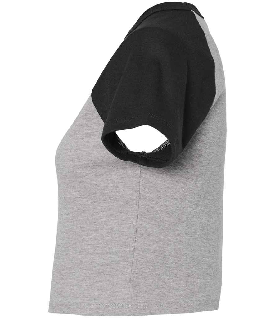 Bella Ladies Micro Rib Raglan Baby T-Shirt - Athletic Heather/Black