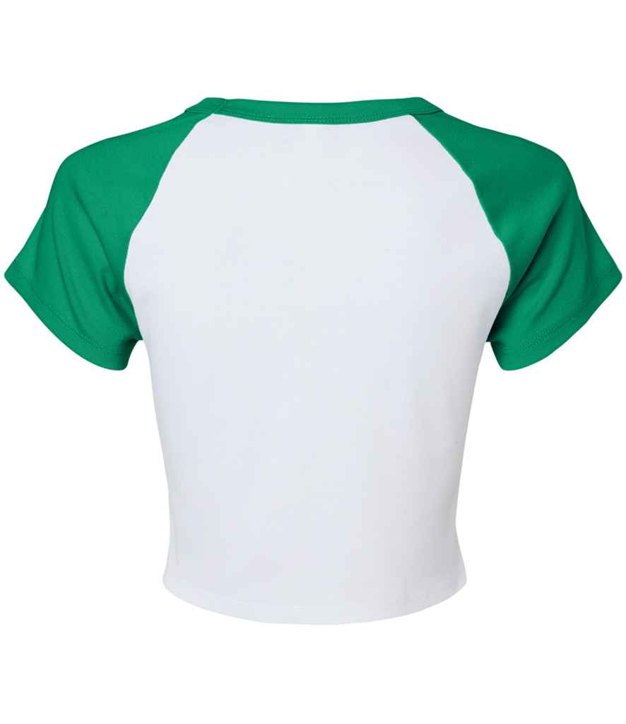 Bella Ladies Micro Rib Raglan Baby T-Shirt - White/Kelly Green