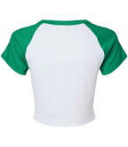 Bella Ladies Micro Rib Raglan Baby T-Shirt - White/Kelly Green