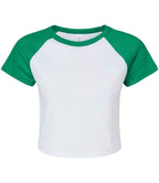 Bella Ladies Micro Rib Raglan Baby T-Shirt - White/Kelly Green