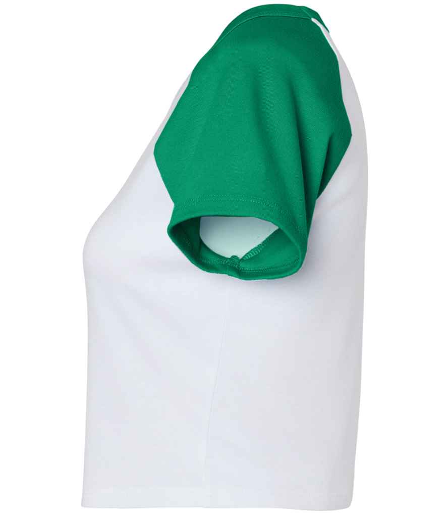 Bella Ladies Micro Rib Raglan Baby T-Shirt - White/Kelly Green