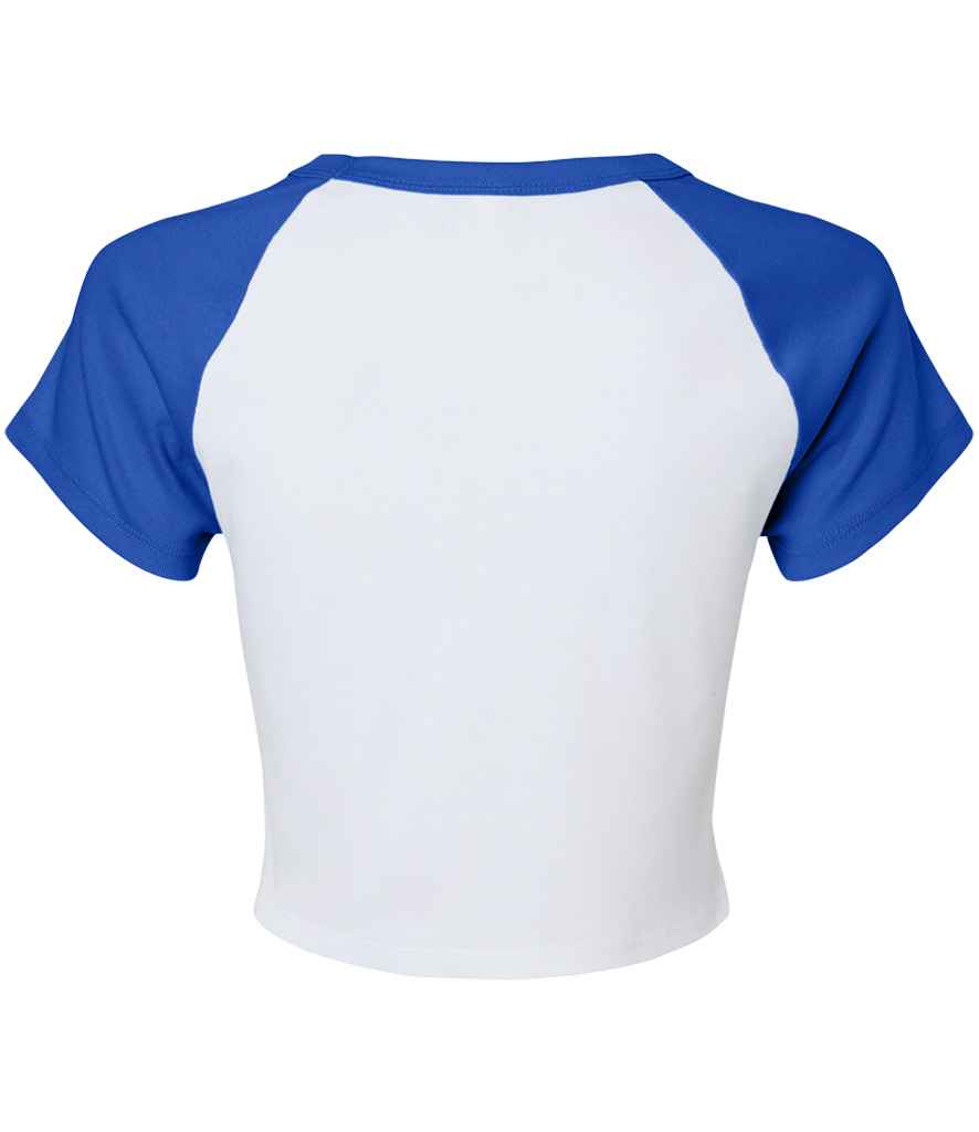 Bella Ladies Micro Rib Raglan Baby T-Shirt - White/Royal Blue