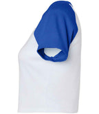 Bella Ladies Micro Rib Raglan Baby T-Shirt - White/Royal Blue