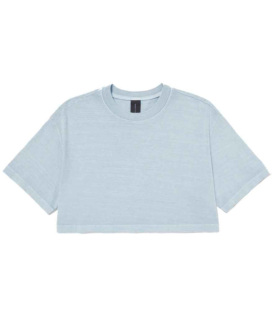 Bella Ladies Heavyweight Washed Cropped T-Shirt - Washed Denim