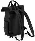 BagBase Recycled Twin Handle Roll-Top Laptop Backpack - Black
