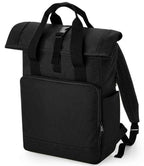 BagBase Recycled Twin Handle Roll-Top Laptop Backpack - Black