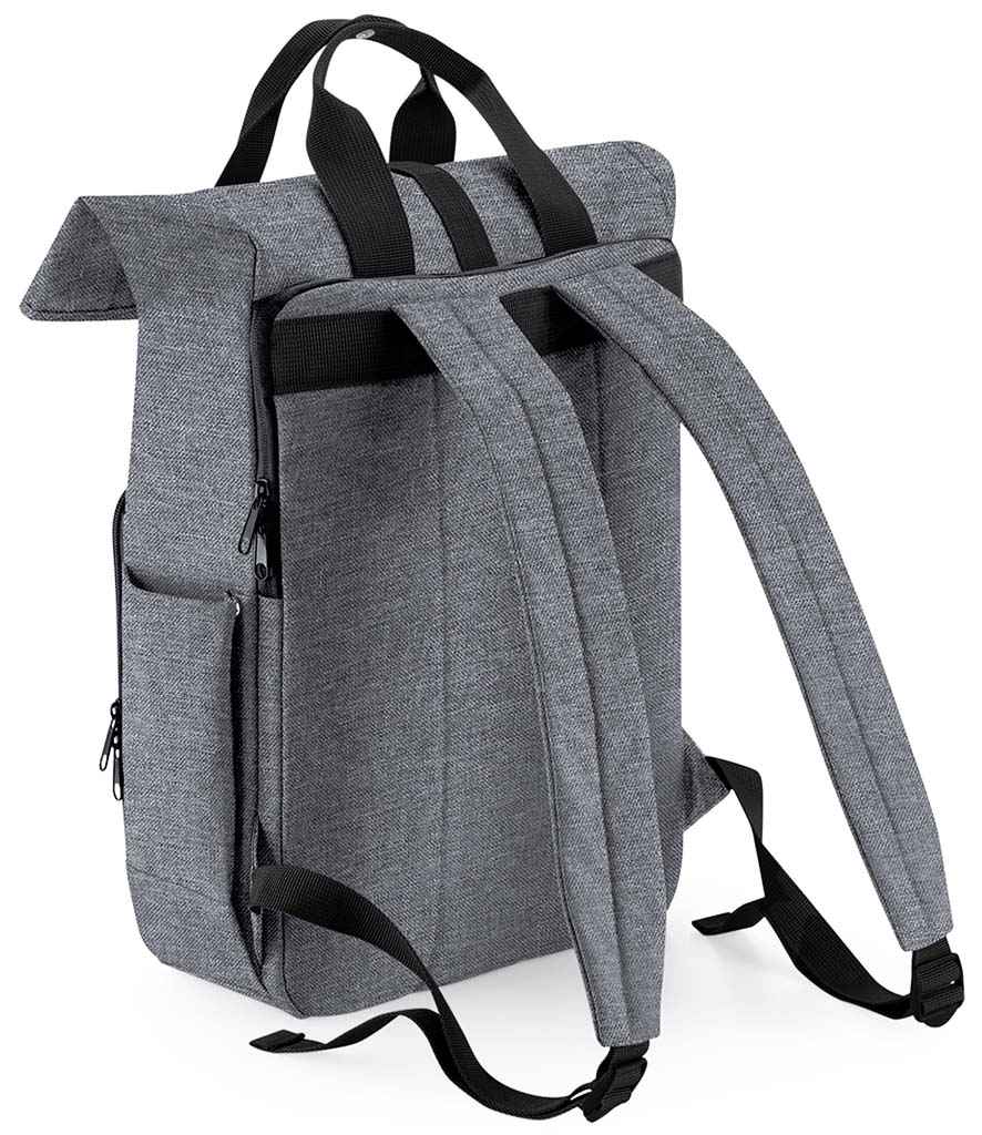 BagBase Recycled Twin Handle Roll-Top Laptop Backpack - Grey Marl