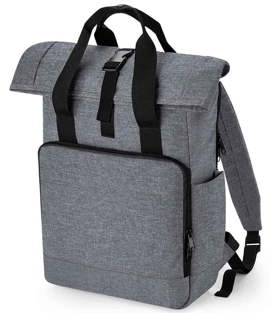BagBase Recycled Twin Handle Roll-Top Laptop Backpack - Grey Marl