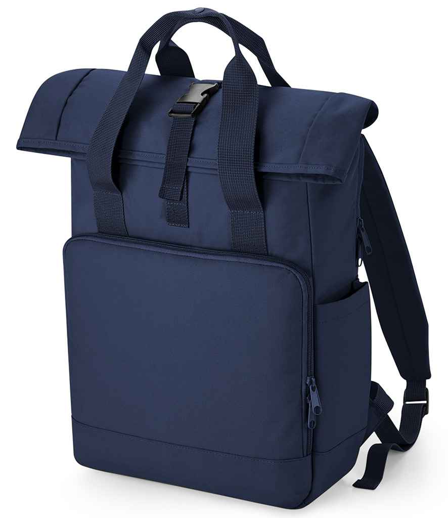 BagBase Recycled Twin Handle Roll-Top Laptop Backpack - Navy Dusk