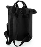 BagBase Recycled Mini Twin Handle Roll-Top Backpack - Black