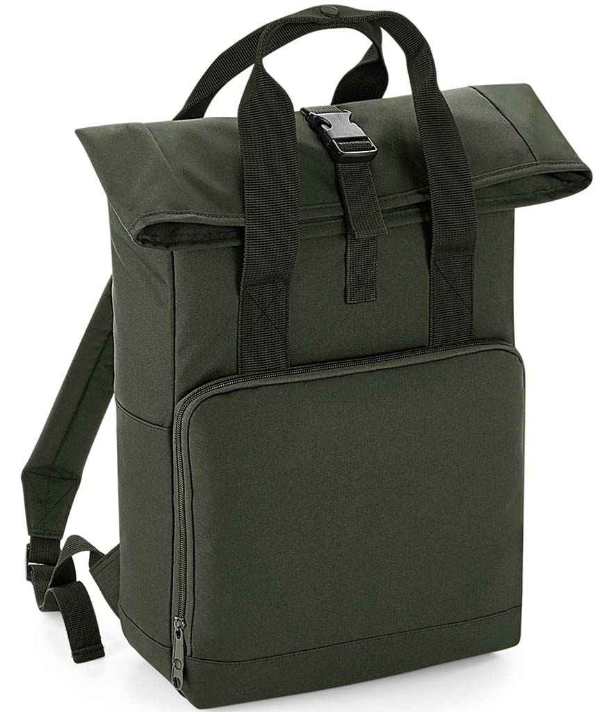 BagBase Recycled Twin Handle Roll-Top Backpack - Olive Green