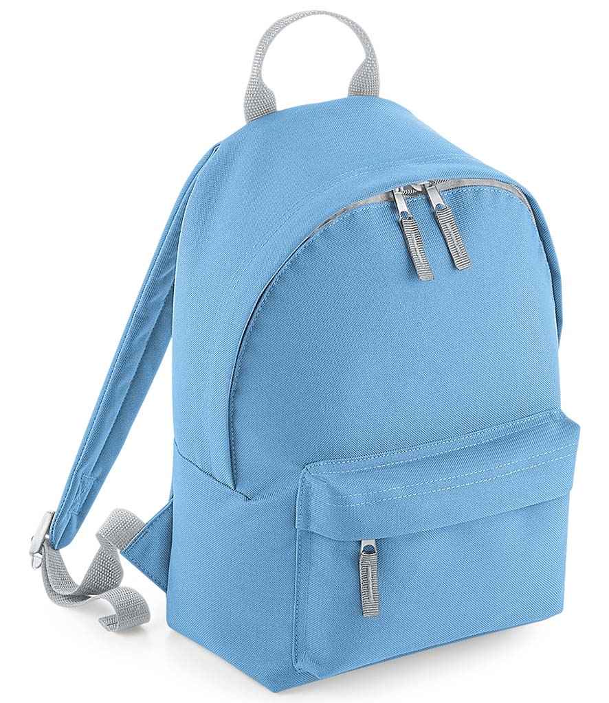 BagBase Mini Fashion Backpack - Sky Blue/Light Grey