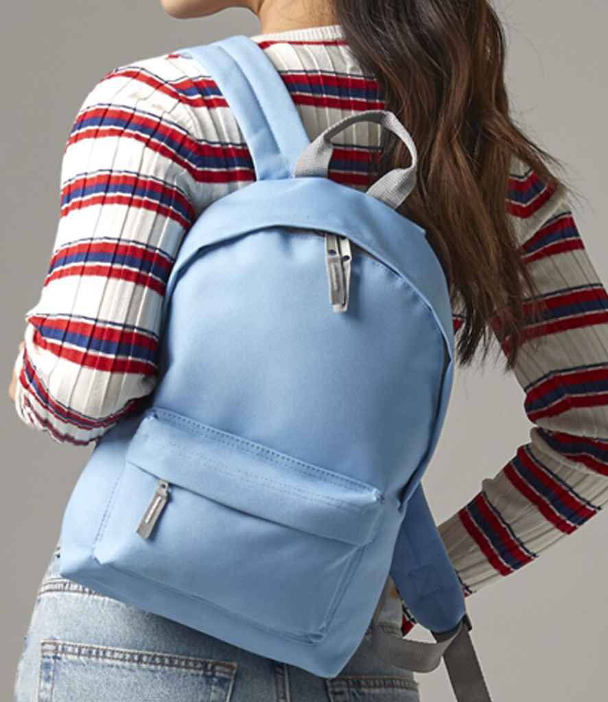 BagBase Mini Fashion Backpack - Sky Blue/Light Grey
