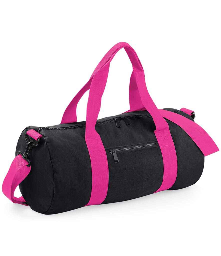 BagBase Original Barrel Bag - Black/Fuchsia