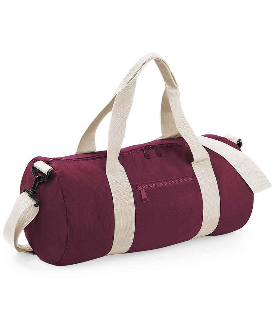 BagBase Original Barrel Bag - Burgundy/Off White