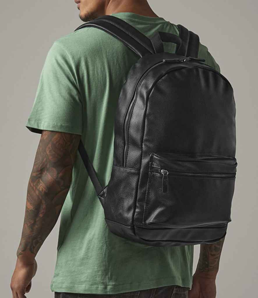 BagBase Faux Leather Backpack - Black